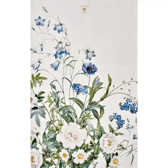 Blue Flower Garden Organic Tea Towel - Made in Europe-
