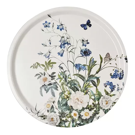 Blue Flower Garden Round Tray Ø38 - Made of Nordic Birch