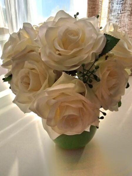 Artificial flowers No. 125 - bouquet of roses white