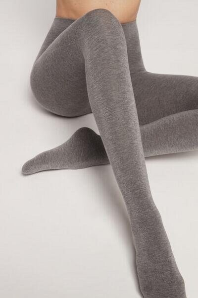 tights fine cashmere blend grey