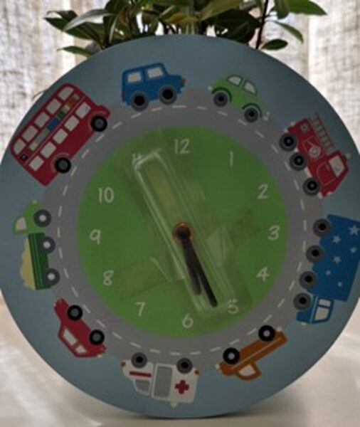 clock on the wall in the children's room