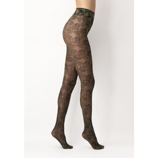 tights Floral Lace black/olive