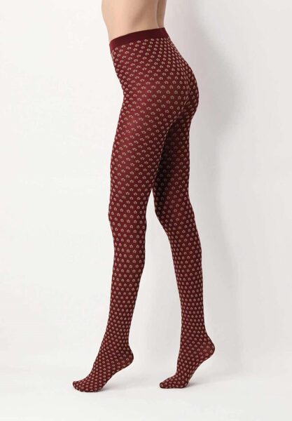 tights Little Flowers bordeaux