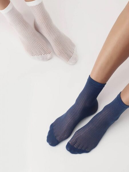 socks 2P twins socks net marine/white 2pairs