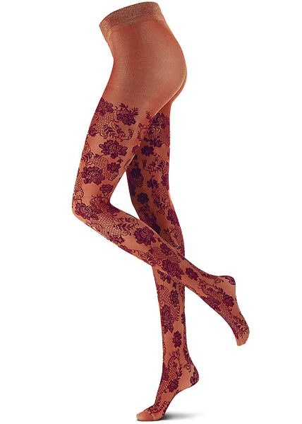tights Holiday Lacy Velvet redwood